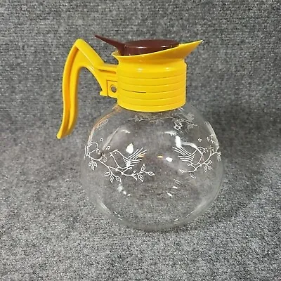 Vintage CORY Carafe Whistles Birds CTP-L Glass Coffee Tea Pot 1970’s Kitsch • $39.99