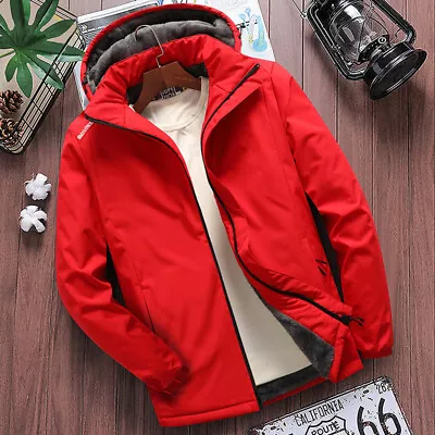 Men's Jacket Casual Versatile Loose Solid Color Stand Collar Hooded Pockets • $50.15