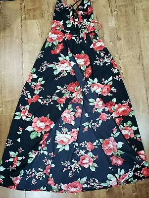 SMYS/Zaful Forever Young Dress Women M Floral Multicolor Strappy Maxi Sarong • $14.99