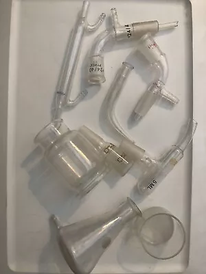 Lot Of 9 Vintage Used Laboratory Glassware Chemistry Pyrex Kimax Adapters Flasks • $24.99