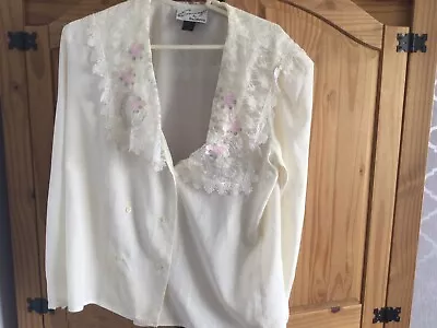 Vintage Evenings By Raul Blanco Lace Collar Ladies Cream Blouse 13/14  • £12