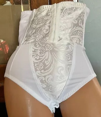 Vtg Cupid White Semi Sheer Second Skin Hi Waist Open Bottom Girdle Panties XL • $10