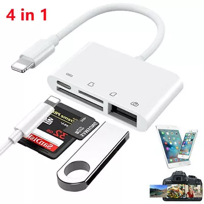 8 Pin To SD Memory Card Reader USB OTG Adapter For IPhone 6 To 11 X XR XS IPad • £7.59