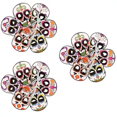  18 Pcs Day Of The Dead Decor Paper Party Mask Masquerade Masks Halloween • £12.65