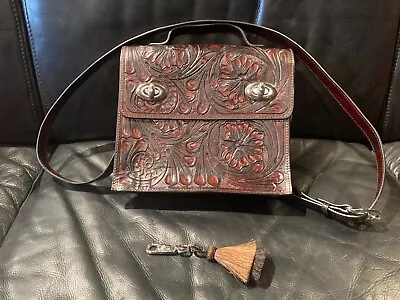 Women's Mexican Hand Tooled Leather Shoulder Purse Handbag W/ Key Fob • $39.99