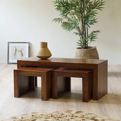 Dakota Mango Solid Wood Long John Coffee Table Nest • £364.14