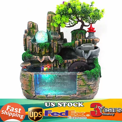 Fountain Rockery Feng Shui Water Sound Fountain Desktop Indoor Waterfall Decor • $44.65