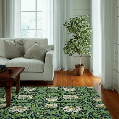 $175 • Buy William Morris White Flowers Area Rug Carpet For Bedroom, Living Room, Kitchen