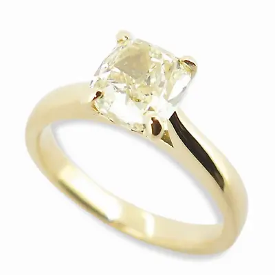 .A 1.45 Ct Cushion Cut Solitare Diamond 18ct Gold Ring Size K 1/2 Val $14895 • $5758.43