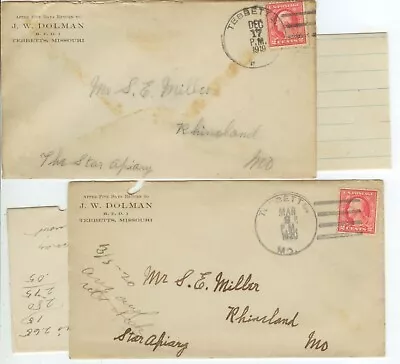 1919-20 Tebbetts Missouri J W Dolman RFD 1 Letters • $9