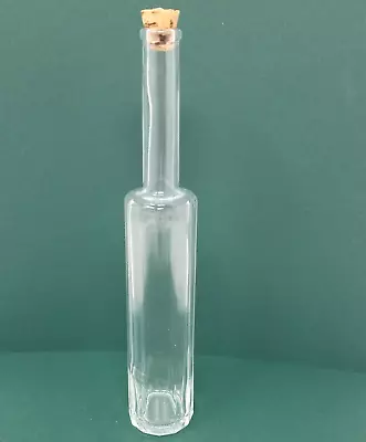 Vintage Clear Glass Cork Top Bottle Approx 9  Tall Marked 100 Ml 2 E A Italy • $17.99