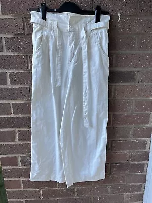 Ladies Cropped Cotton Trousers - Size 12 - Paperbag - H&M • £3