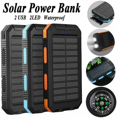 $28.79 • Buy 1000000mAh Portable Charger Solar Power Bank Waterproof Outdoor For Mobile Phone