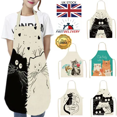 £1.99 • Buy Apron Cat Funy Gift Linen Cotton Novelty Cooking Baking Kitchen Unisex Household