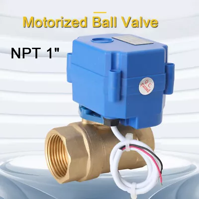 1  NPT Motorized Ball Valve N/C Multi-Volt 9V 12V 24V AC/DC 2-wire Brass DN25 • $40.99