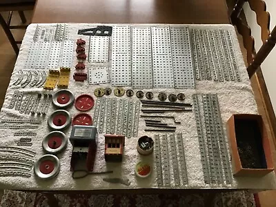 Vintage Erector Set Family Owned Since The 1940's Over 100 Parts& Electric Engin • $44