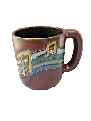 Mara Mexico Pottery Large 16 Oz Coffee Cup Mug Musical Notes Brown • $23.95