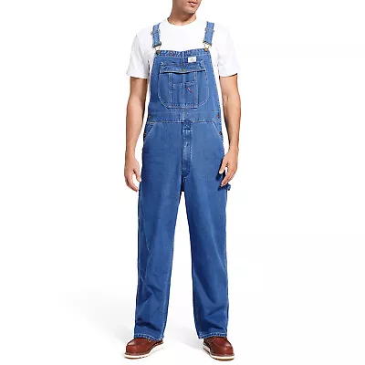 HISEA Men Denim Bib Overall Relaxed Fit Work Dungarees Mechanic Workwear Pockets • $40.99