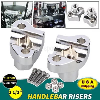 Chrome CNC 1  Handlebar 1-1/2  Risers For Harley Dyna Heritage Softail Sportster • $28.98