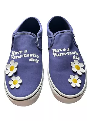 VANS Classic Slip On Flowers Eclipse Skate Shoes Womens Sz 9.5 New Navy Blue • $44.99