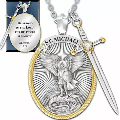 $6.84 • Buy The Archangel St Michael Pendant Prayer Catholic Patron Necklace Sword Lord Gift