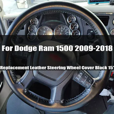 $20.79 • Buy For 2009-2012 Dodge Ram 1500 2500 3500- Leather Wrap Steering Wheel Cover, Black