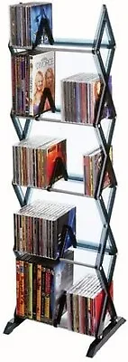 Atlantic Mitsu 130 CD 90 DVD Bluray Games 5 Tier Media Rack Smoke-Au • $38.79