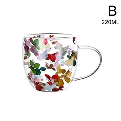 Double Wall Glass Cup Dry Flower Fillings Coffee Tea Mug Heat Insulated Glass N • £5.36