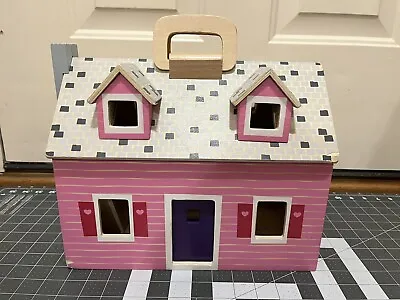 Melissa & Doug Fold & Go Wooden Dollhouse Pink & Grey Purple Door • $14.99