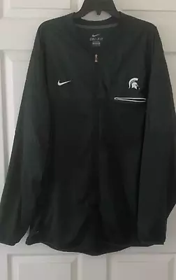 NIKE DRI FIT Full Zip Jacket Green Long Sleeve Michigan State Spartans Mens 3XL • $28