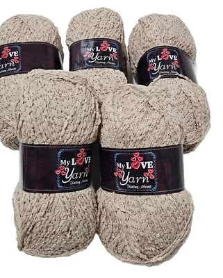  My Love Knitting Allsorts Fancy Knitting Crochet Yarn 5balls ×100g  Beige  • £0.99