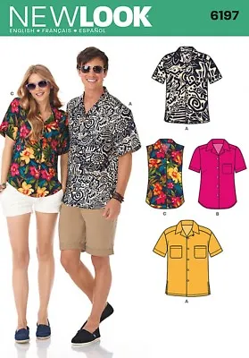 New Look Ladies & Mens Sewing Pattern 6197 Short & Sleeveless Shirts ... • £12.49