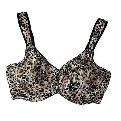 Wacoal Awareness Underwire Bra Brown Leopard 32DD Unlined Full Coverage #855167 • $21.60