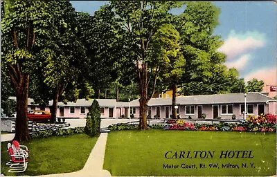 Milton NY Carleton Hotel Motor Court Rte. 9W Vintage Chrome Postcard S32 • $7.95