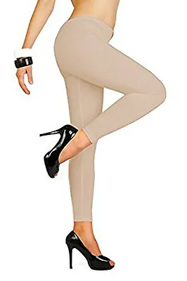 £5.99 • Buy Ladies/girls Cotton Lovely Soft Stretch Plain  Full Long Ankle Leggings Sizes 