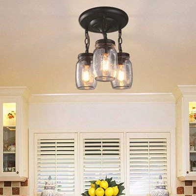$65 • Buy Glass Mason Jar Light Fixtures Kitchen Island Chandelier Pendant E26 Lighting 