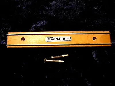 Vintage Magnagrip 8  Wood Finish Magnetic Knife Holder With Magnetic Bottom • $42