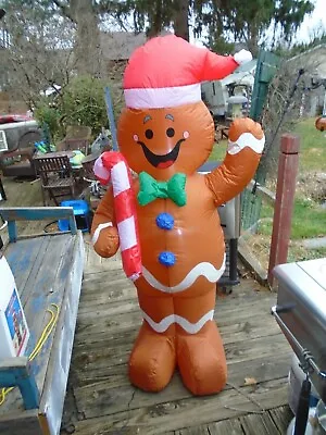 Christmas Gingerbread Man  Inflatable Outdoor Yard Decor 5 Feet Tall Blow Up • $35