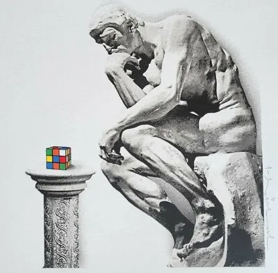 Mr Brainwash Auguste Rodin The Thinker Statue Rubik's Cube HAND SIGNED Art 24/50 • $2095