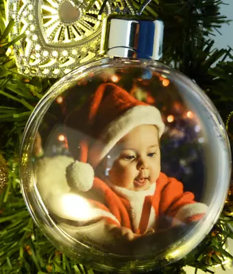 Personalised Baby First Christmas Photo Bauble | Christmas Tree Decoration • £12.95