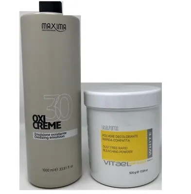 MAXIMA OXICREME HAIR COLORING/BLEACHING PEROXIDE CREME& Blue/White POWDER Deal • £15.99