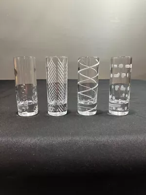 Cheers By Mikasa - Set Of Four Multi-Motif Crystal Shot Glasses • $25