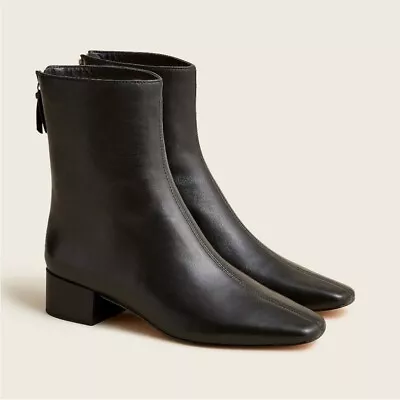J. Crew Roxie Back-Zip Ankle Boots In Black Leather BA736 Size 7.5 $268 • $90