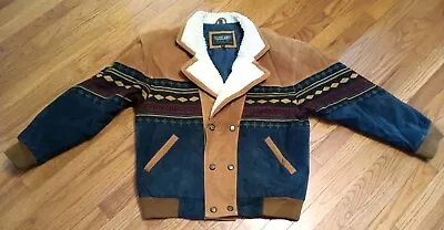 Vtg Tuskany Leather Jacket Western Aztec Rancher Suede Bomber Jacket Mens Sz. L  • $95