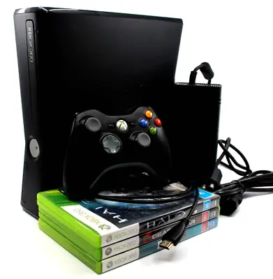 Microsoft Xbox 360 Slim Console Bundle (Black) + 3 RANDOM GAMES - TESTED! • $161.95
