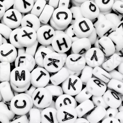 7mm White Round Letter Coin Beads Vowels Jewellery Kids Craft Beading UK • £4.95