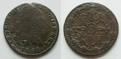 ZALDI2010. Carlos IV 8 Maravedi Of 1808 Segovia Rest Of Crimp • $11.24