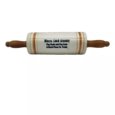 Anique Advertising Western Stoneware Red Wing Ceramic Rolling Pin-Manns Grocery • $200