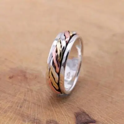 Mens Womens 925 Sterling Silver Celtic Braided Spinning Worry Band Ring All Size • $26.72