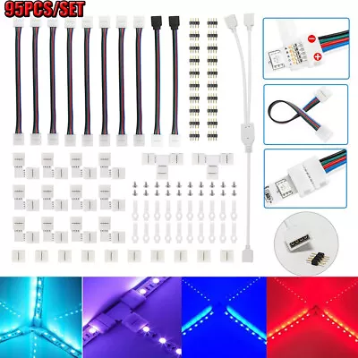 95Pcs/set 4-Pin LED Connector For 5050 RGB LED Strip Light Accessories T/L-Shape • $10.69